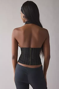 ReMADE By UO Remnants Mixed Fabric High Neck Halter Top