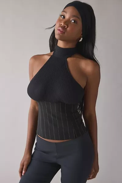 ReMADE By UO Remnants Mixed Fabric High Neck Halter Top