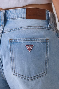 GUESS JEANS Crossover Waist Mid-Rise Denim Shorts