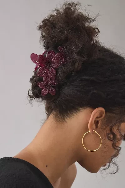 Aria Glitter Flower Claw Clip