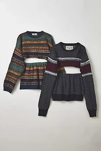 ReMADE By UO Fairisle Sweater + Micro Mini Skirt Set