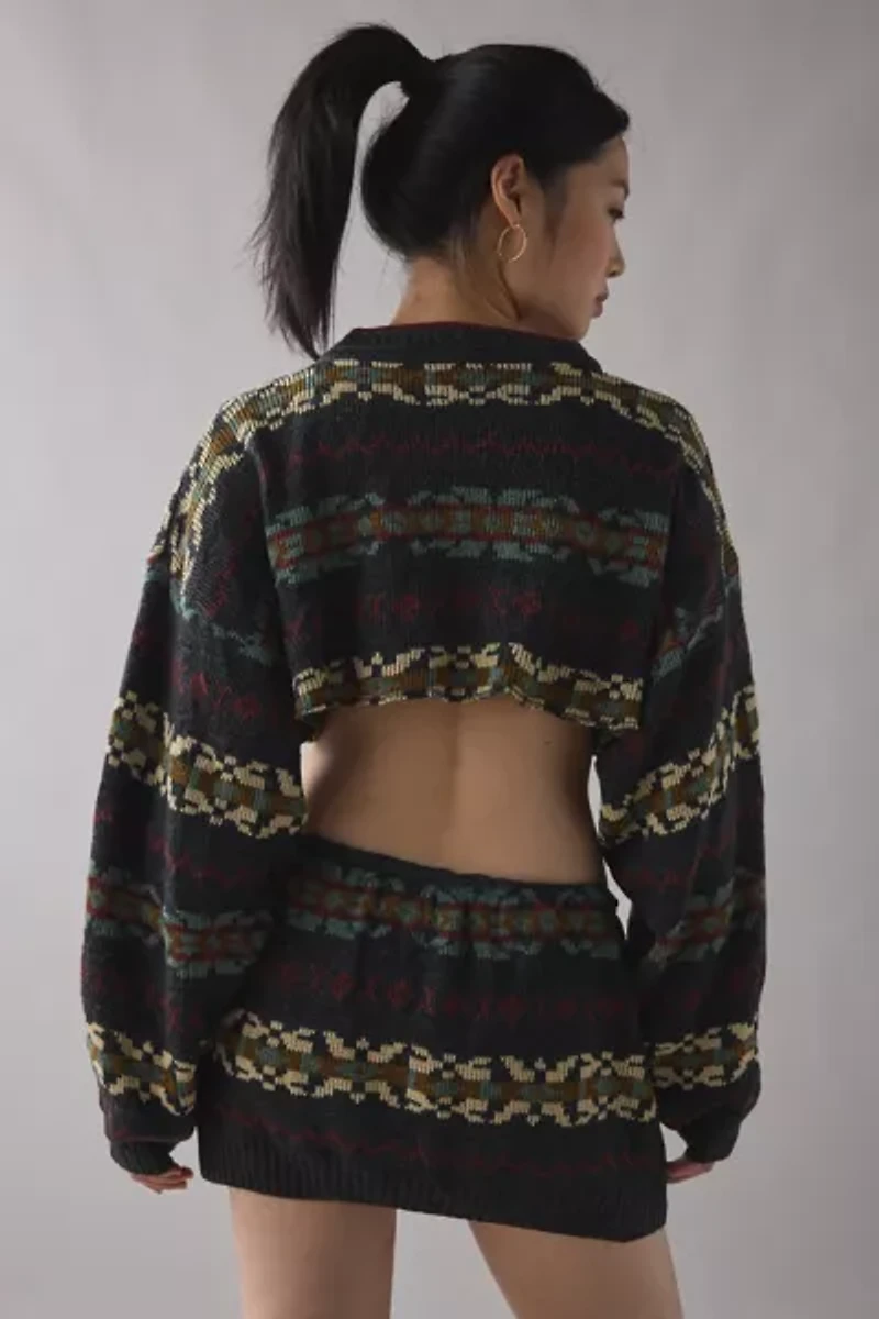 ReMADE By UO Fairisle Sweater + Micro Mini Skirt Set