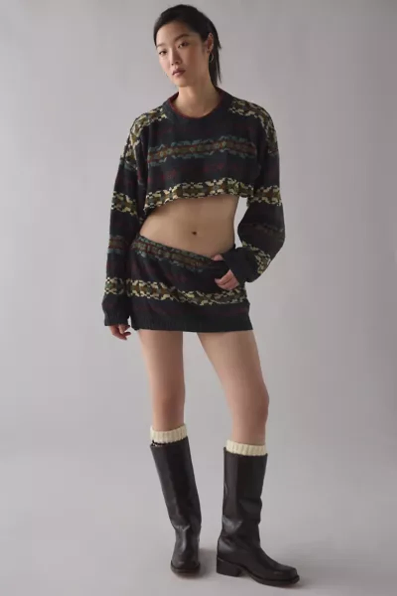 ReMADE By UO Fairisle Sweater + Micro Mini Skirt Set