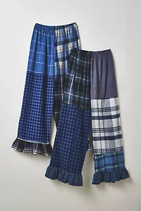 ReMADE By UO Ruffle Trim Patchwork Flannel Pant