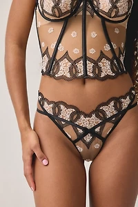 For Love & Lemons Truest Heart Embroidered Thong