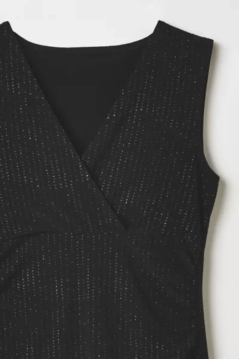 Vintage By Thrift Like A Girl Black Glitter Tank Top