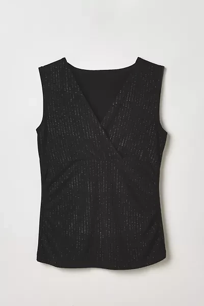 Vintage By Thrift Like A Girl Black Glitter Tank Top