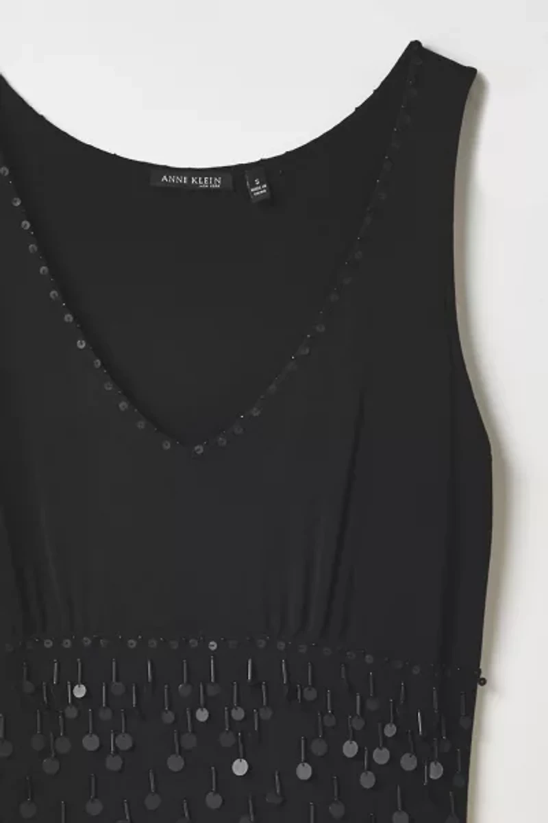 Vintage By Thrift Like A Girl Sequin Beaded Tank Top