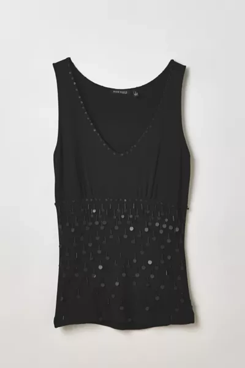 Vintage By Thrift Like A Girl Sequin Beaded Tank Top