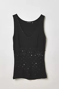 Vintage By Thrift Like A Girl Sequin Beaded Tank Top