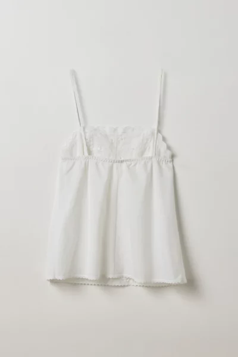 Vintage By Thrift Like A Girl Eyelet Lace Trim Button Front Cami