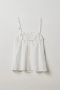 Vintage By Thrift Like A Girl Eyelet Lace Trim Button Front Cami