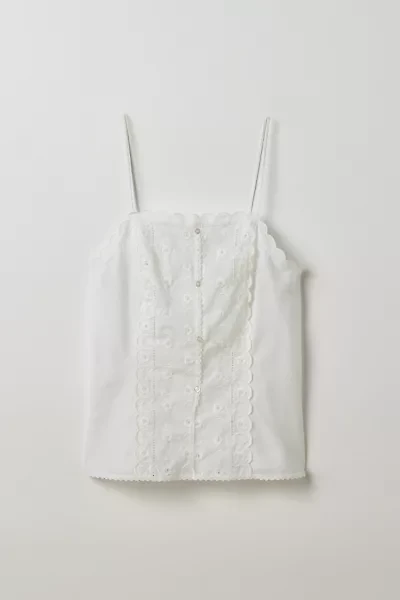 Vintage By Thrift Like A Girl Eyelet Lace Trim Button Front Cami