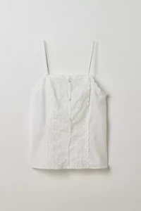 Vintage By Thrift Like A Girl Eyelet Lace Trim Button Front Cami