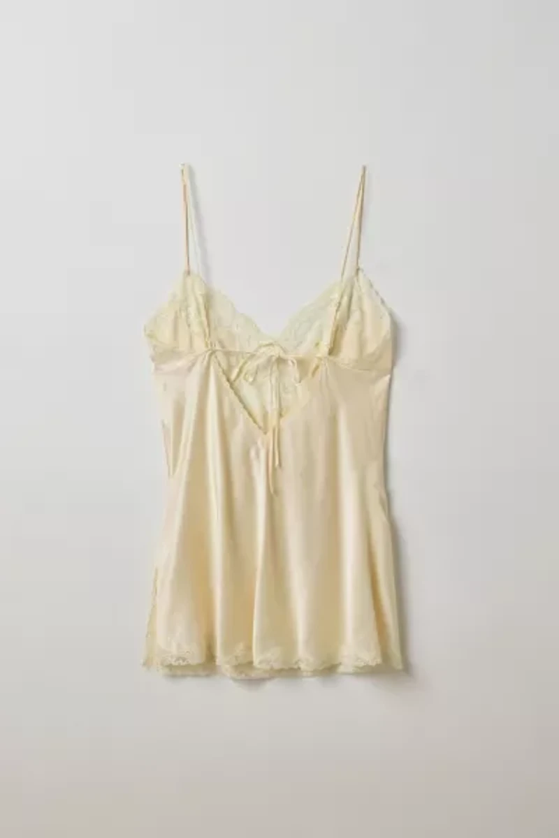 Vintage By Thrift Like A Girl Lace Trim Silk Slip