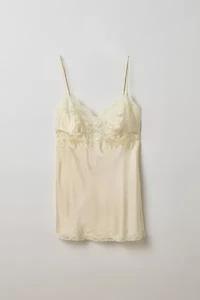 Vintage By Thrift Like A Girl Lace Trim Silk Slip