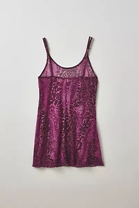 Vintage By Thrift Like A Girl Sheer Animal Print Lace Trim Slip Dress