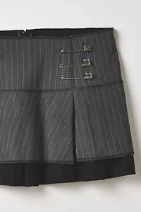 Vintage By Thrift Like A Girl Pinstripe Safety Pin Mini Skirt