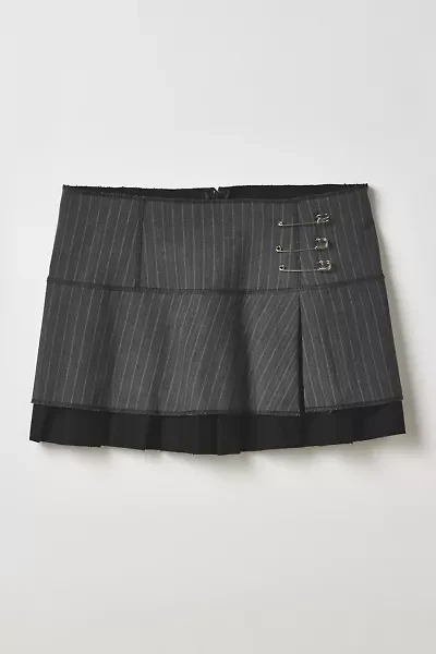 Vintage By Thrift Like A Girl Pinstripe Safety Pin Mini Skirt