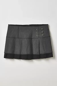 Vintage By Thrift Like A Girl Pinstripe Safety Pin Mini Skirt