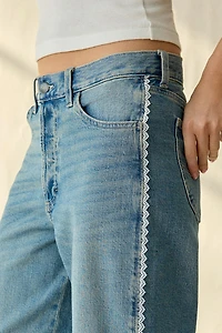 Lee Lace Side Seam Low-Slung Slouch Jean