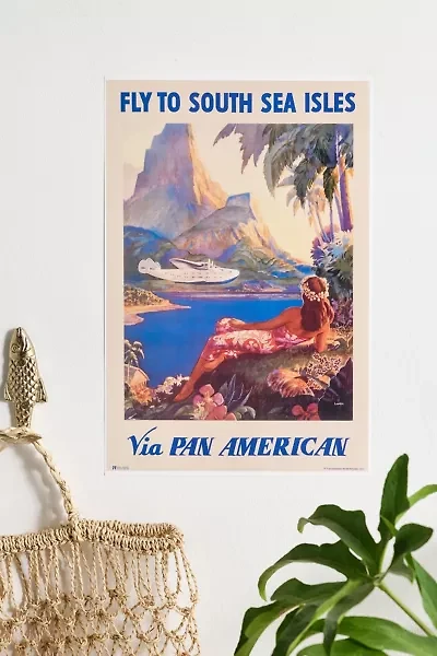 Pan Am Fly To South Sea Isles Frameless Poster
