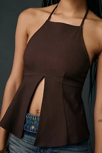 UO Olga Split-Front Flyaway High Neck Halter Top