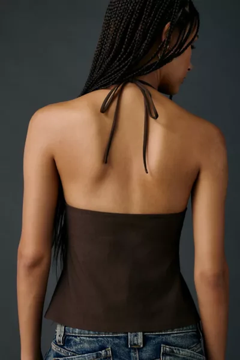 UO Olga Split-Front Flyaway High Neck Halter Top