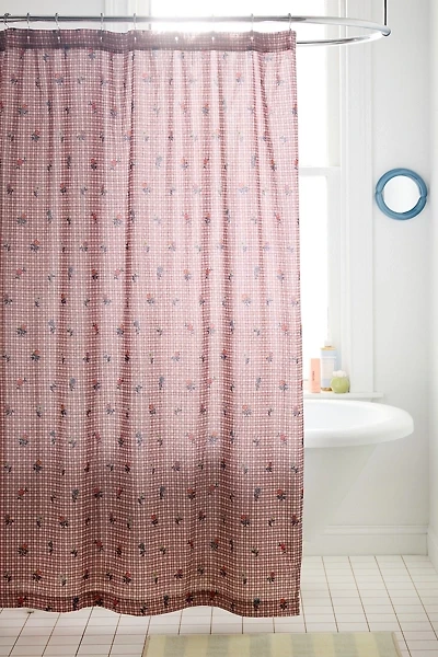 Bailee Boho Checkered Patterned Shower Curtain