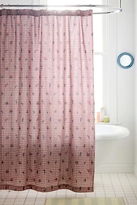 Bailee Boho Checkered Patterned Shower Curtain