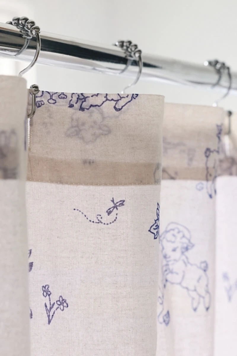 Little Lambs Patterned Shower Curtain