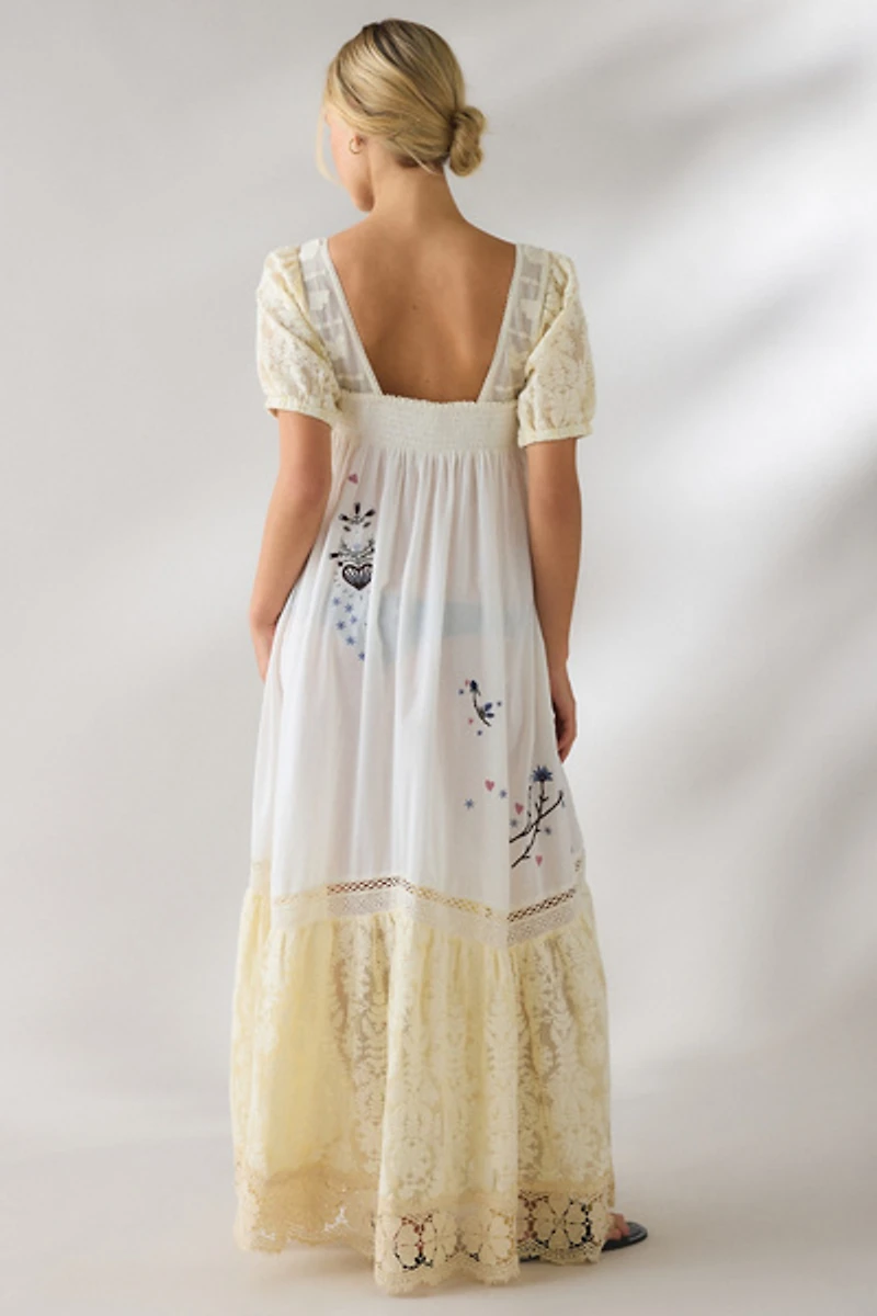 Kimchi Blue Ever After Embroidered Babydoll Maxi Dress