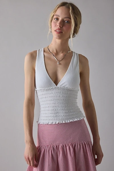 Kimchi Blue Betty Plunging V-Neck Smocked Tank Top