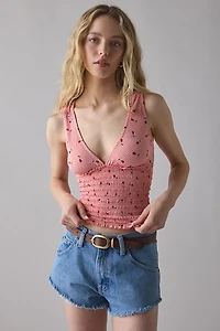 Kimchi Blue Betty Plunging V-Neck Smocked Tank Top