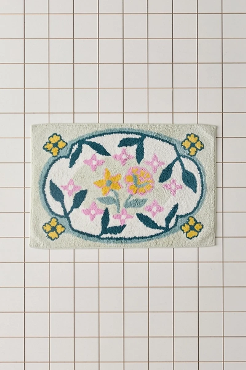 Zenia Floral Printed Bath Mat