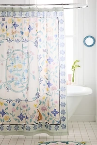 Zenia Floral Patterned Shower Curtain