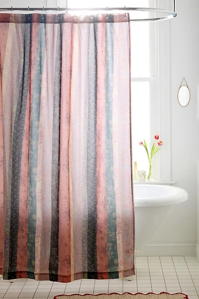Alexa Spliced Floral Patterned Shower Curtain