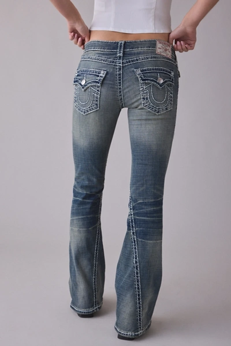 True Religion Joey Dandelion Fade Super-T Flap Low-Rise Flare Jean