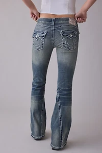 True Religion Joey Dandelion Fade Super-T Flap Low-Rise Flare Jean