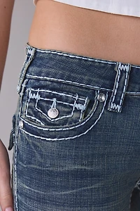 True Religion Joey Dandelion Fade Super-T Flap Low-Rise Flare Jean