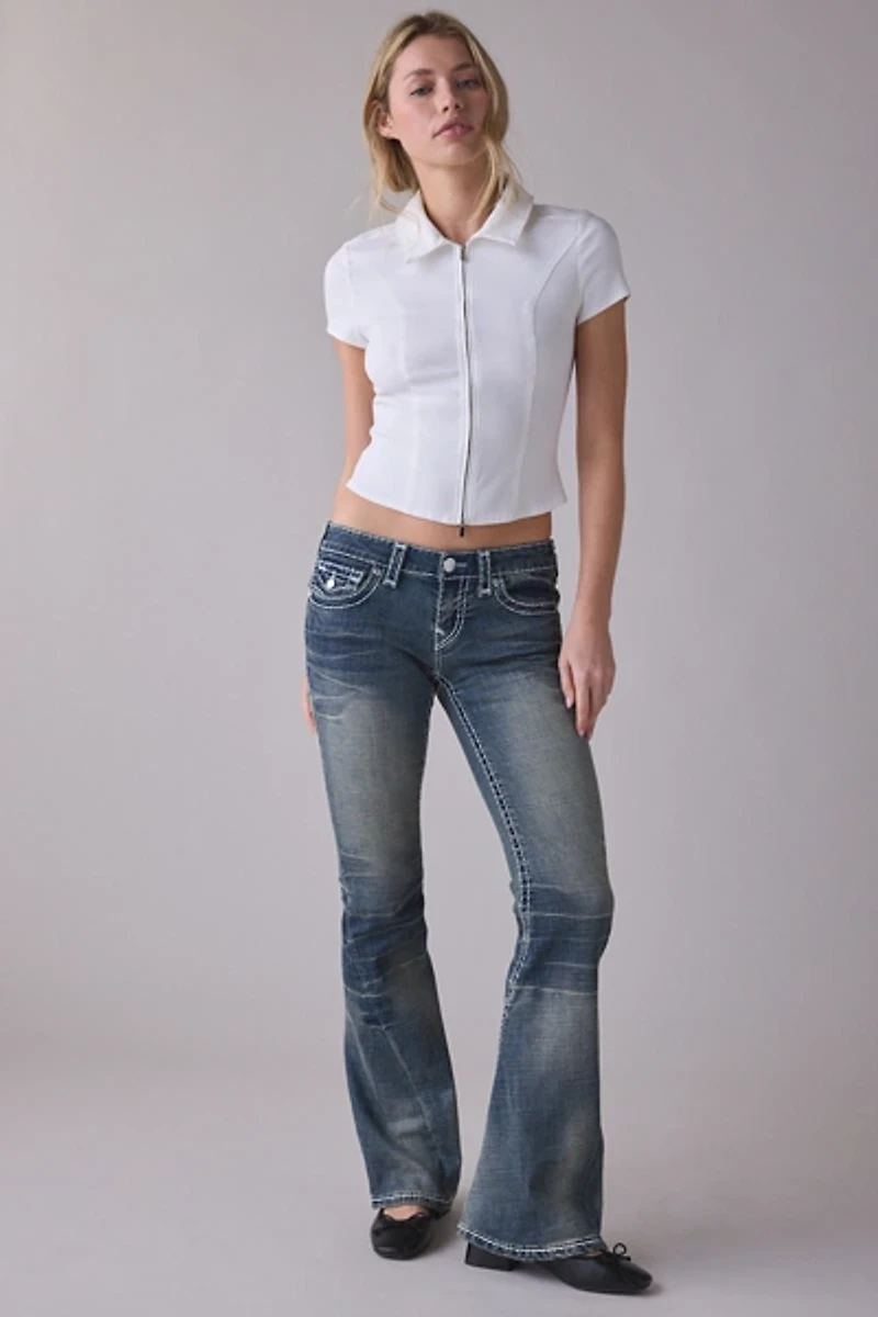 True Religion Joey Dandelion Fade Super-T Flap Low-Rise Flare Jean