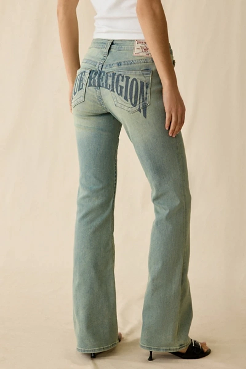 True Religion Becca Arched Logo Graphic Low-Rise Bootcut Jean