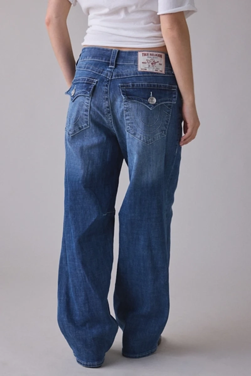 True Religion Bailey Serene Blue Mid-Rise Barrel Jean
