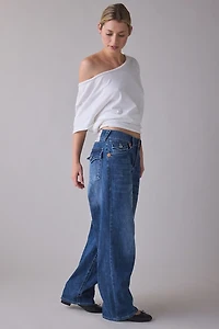 True Religion Bailey Serene Blue Mid-Rise Barrel Jean