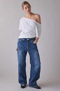 True Religion Bailey Serene Blue Mid-Rise Barrel Jean