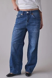 True Religion Bailey Serene Blue Mid-Rise Barrel Jean