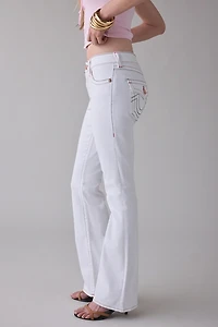 True Religion Becca Brilliant White Mid-Rise Flap Bootcut Jean