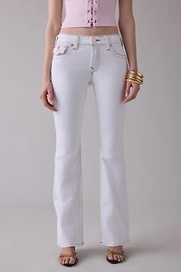 True Religion Becca Brilliant White Mid-Rise Flap Bootcut Jean
