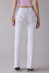 True Religion Becca Brilliant White Mid-Rise Flap Bootcut Jean