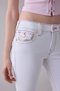 True Religion Becca Brilliant White Mid-Rise Flap Bootcut Jean